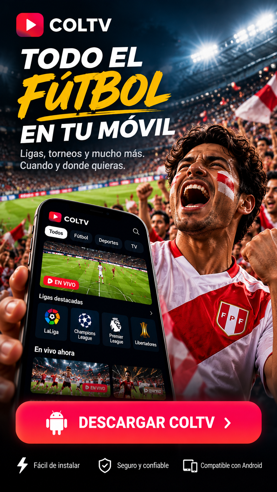 La emoción de un aficionado al fútbol con COLTV